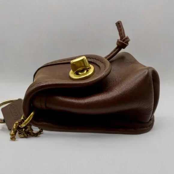 Vintage Coach Mahogany Brown Mini Turnlock Daypack Key Fob Keychain - Picture 4 of 10